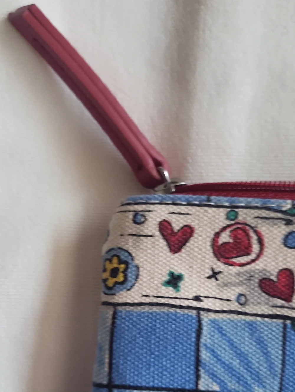 Brighton Blue & Red Heart Print Wristlet Pouch